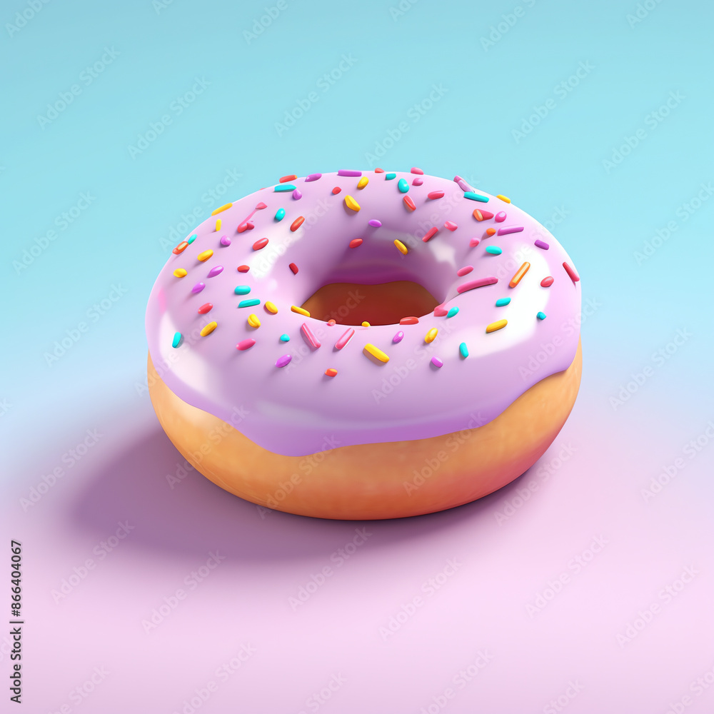 3d donut icon on blue and pink background 3d donut icon on blue and pink background