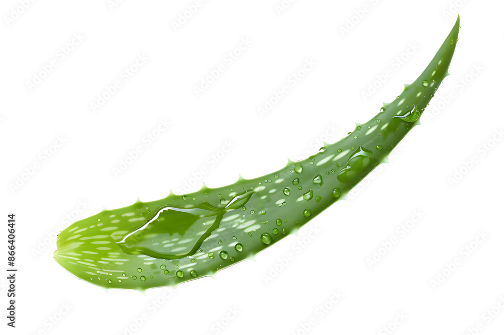 Aloe vera slice with drops dripping isolated on transparent background Aloe vera slice with drops dripping isolated on transparent background