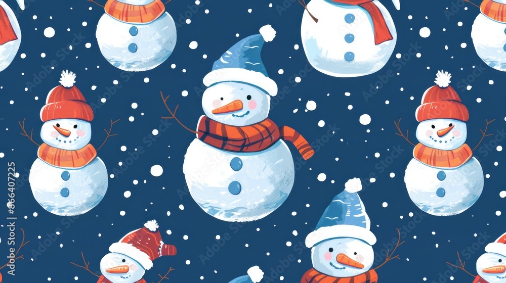 Seamless pattern smiling snowmen Seamless pattern smiling snowmen