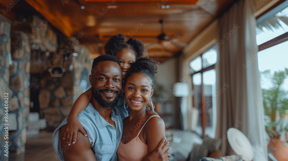 Happy Family Posing Together Inside Their Cozy Home Happy Family Posing Together Inside Their Cozy Home