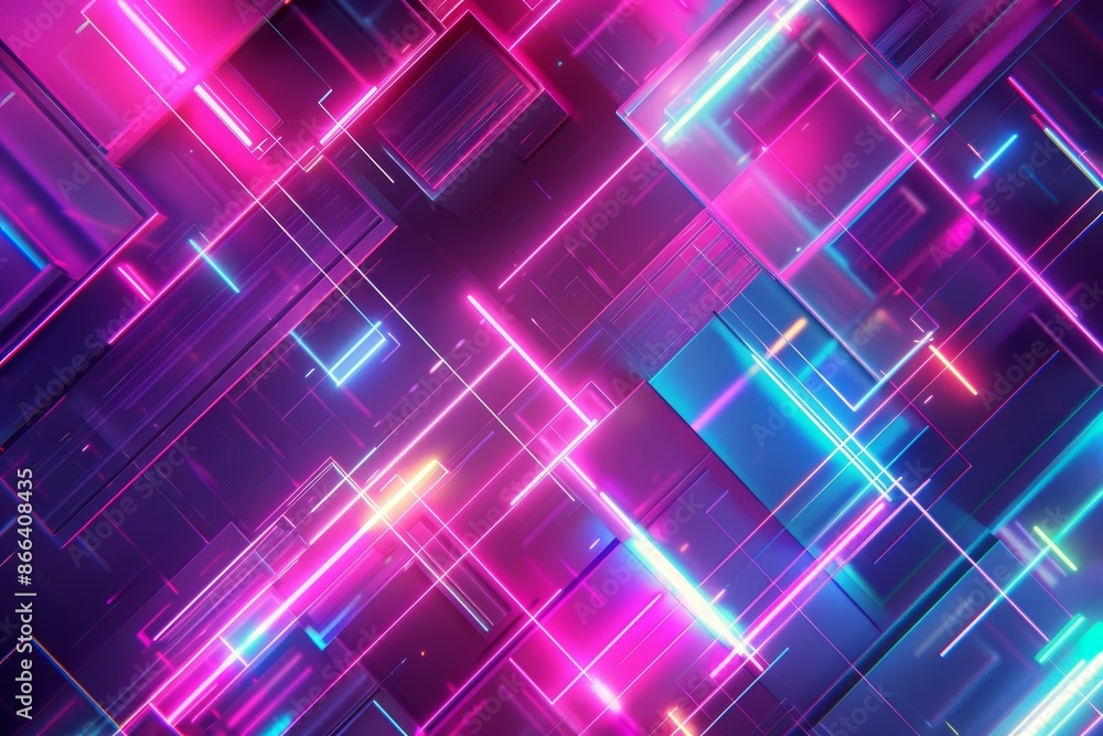Vibrant abstract background with glowing neon lights and geometric shapes Vibrant abstract background with glowing neon lights and geometric shapes