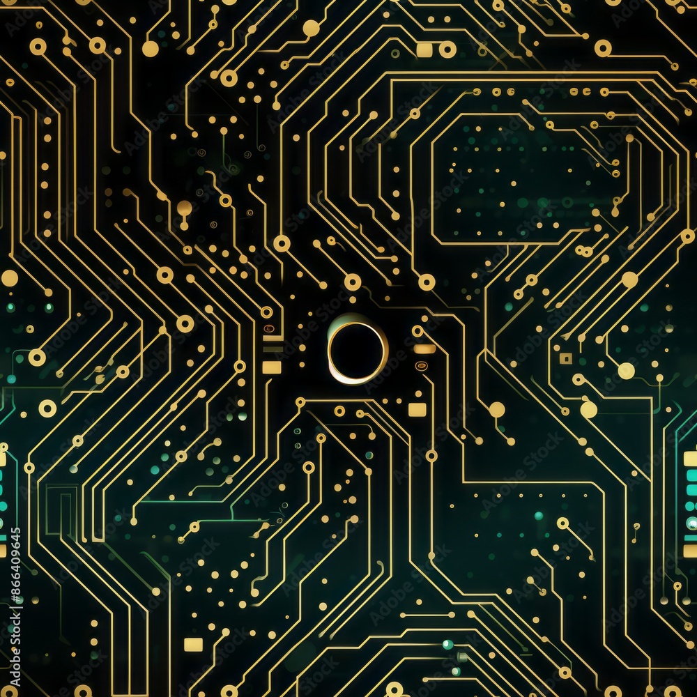Seamless Yellow and Black Circuit Board Pattern Seamless Yellow and Black Circuit Board Pattern