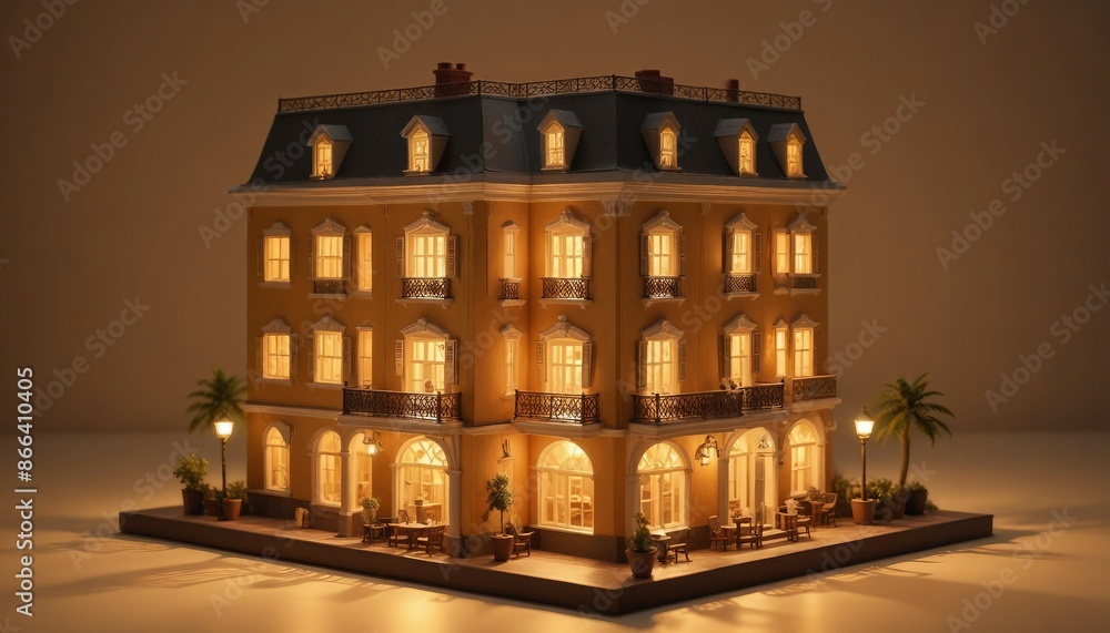 Naklejka premium historical miniature hotel building design on the table 