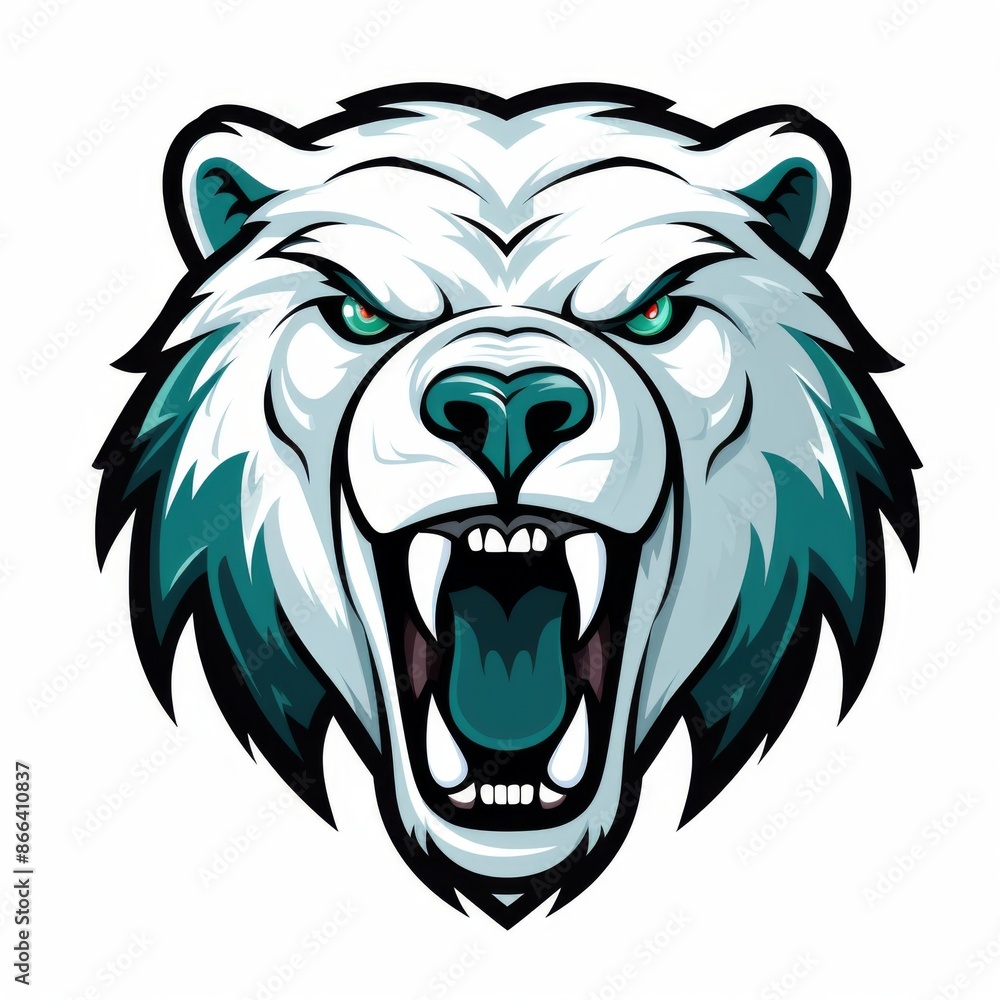 Fierce Polar Bear Head Mascot Logo. Roaring Arctic Predator Illustration Fierce Polar Bear Head Mascot Logo. Roaring Arctic Predator Illustration