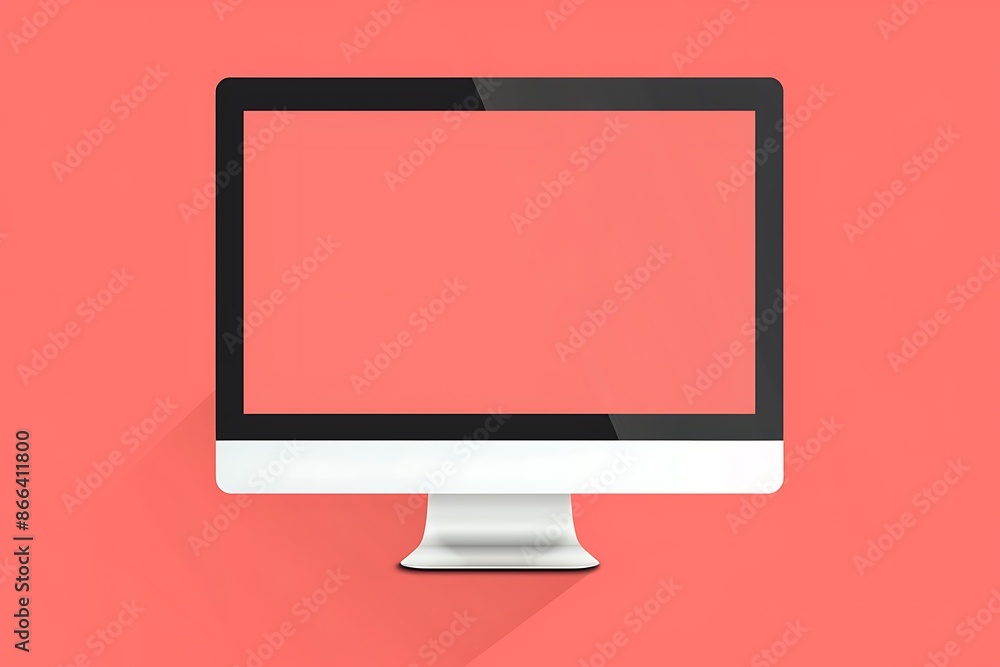Blank screen setup on a high-definition monitor, salmon background, includes a clipping path for creative designs. Blank screen setup on a high-definition monitor, salmon background, includes a clipping path for creative designs.
