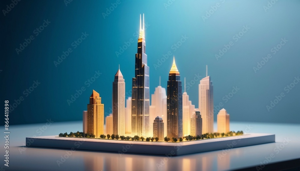 Fototapeta premium modern skyscraper miniature on the table
