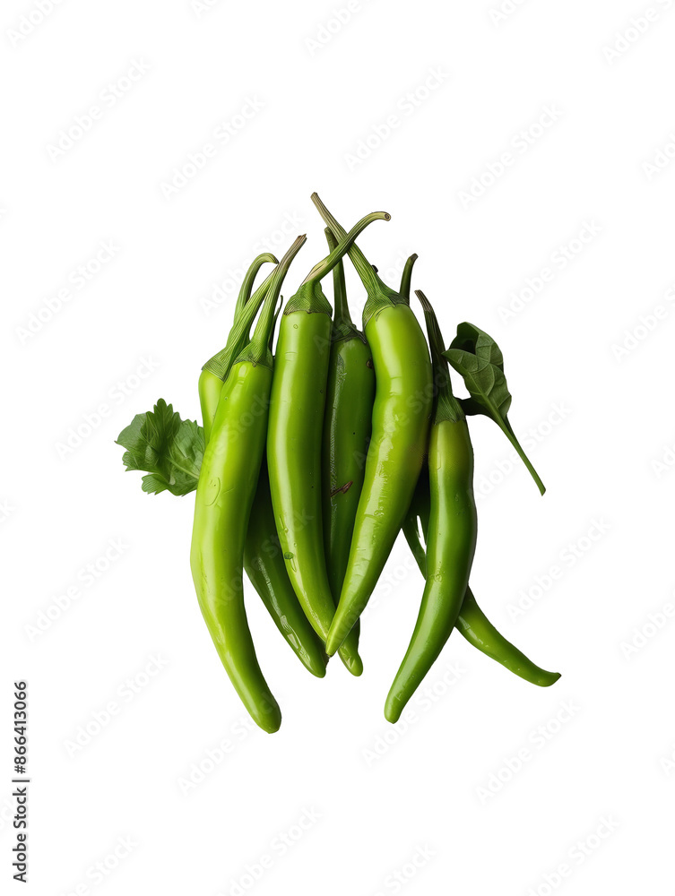chili, green vegetables on transparent background chili, green vegetables on transparent background