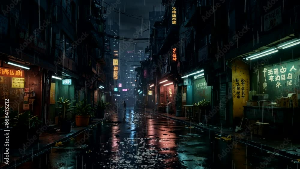 illustration of a rainy and deserted city at night illustration of a rainy and deserted city at night