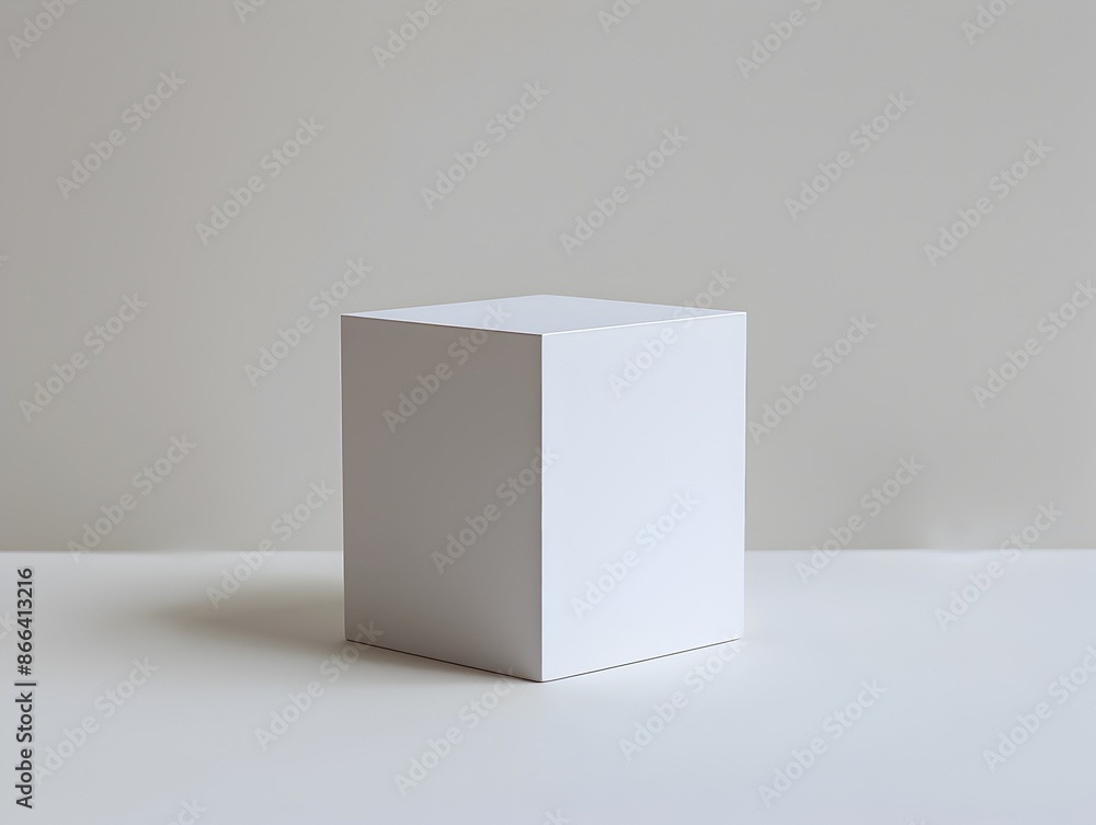 Simple White Cube on Minimalist Clean Background for Product Presentation Concept Simple White Cube on Minimalist Clean Background for Product Presentation Concept