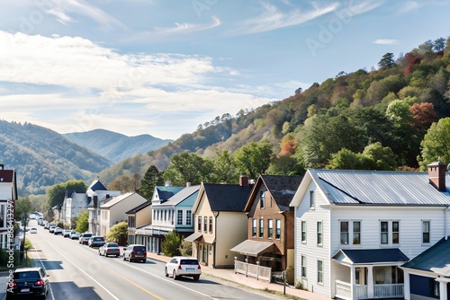 Driving through the scenic byways and historic towns of the Blue Ridge Mountains photo