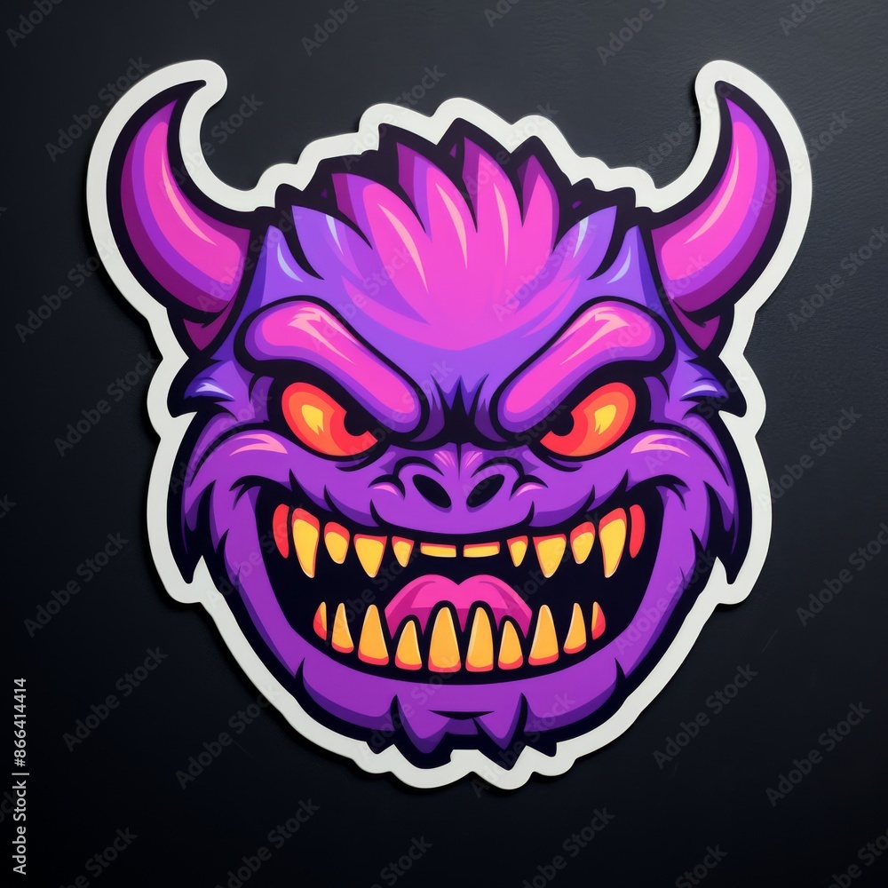 Angry Purple Monster with Horns Illustration. Ideal for Gaming Logos, Stickers, Apparel Angry Purple Monster with Horns Illustration. Ideal for Gaming Logos, Stickers, Apparel