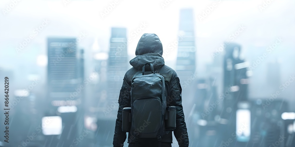 Nomad in Cyberpunk City A Futuristic Photo Blending into Urban Setting. Concept Cyberpunk Style, Futuristic Photoshoot, Urban Setting, Nomad Look, Digital Art Blend Nomad in Cyberpunk City A Futuristic Photo Blending into Urban Setting. Concept Cyberpunk Style, Futuristic Photoshoot, Urban Setting, Nomad Look, Digital Art Blend