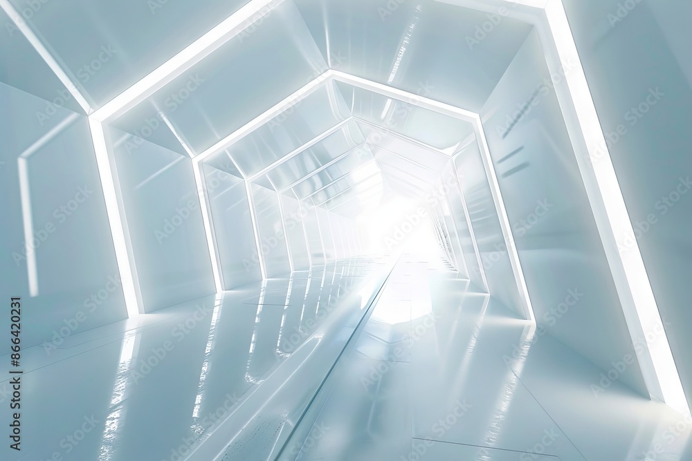 A white tunnel with light shining through. A white tunnel with light shining through.