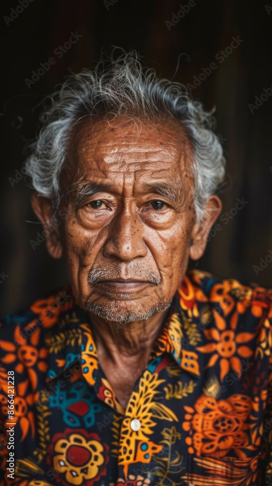 Indonesian man with a batik shirt, looking artistic Indonesian man with a batik shirt, looking artistic