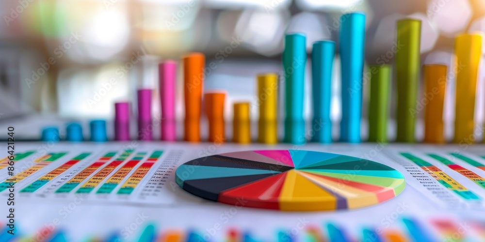 Colorful Business Graphs and Charts Representing Data Analysis