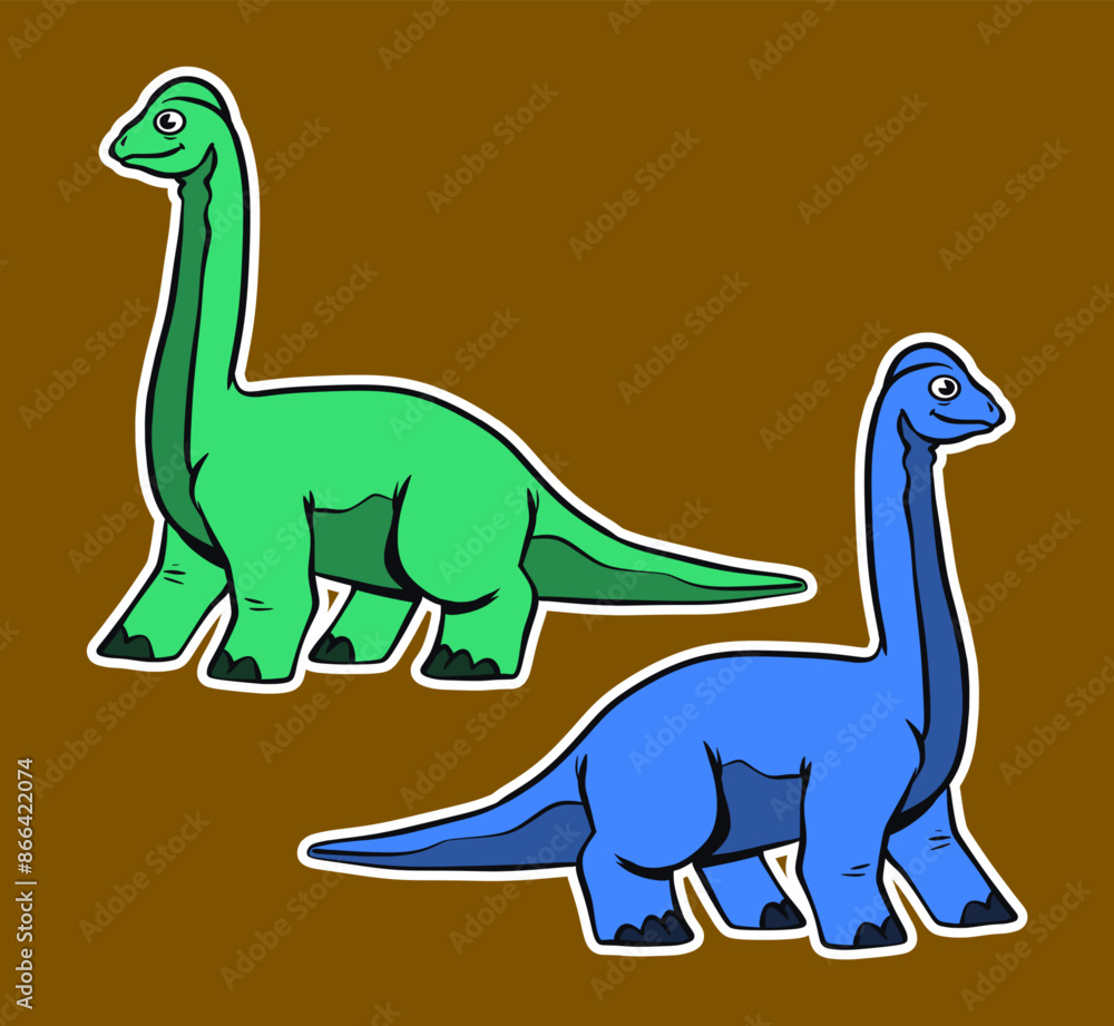 Naklejka premium Isolated Dinosaur Standing Sticker Cartoon Illustration