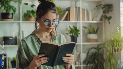 The woman reading book photo