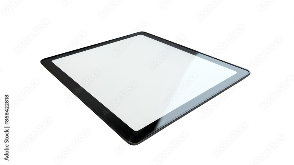 An empty tablet with a blank screen against a transparent background, isolated on the edges. An empty tablet with a blank screen against a transparent background, isolated on the edges.