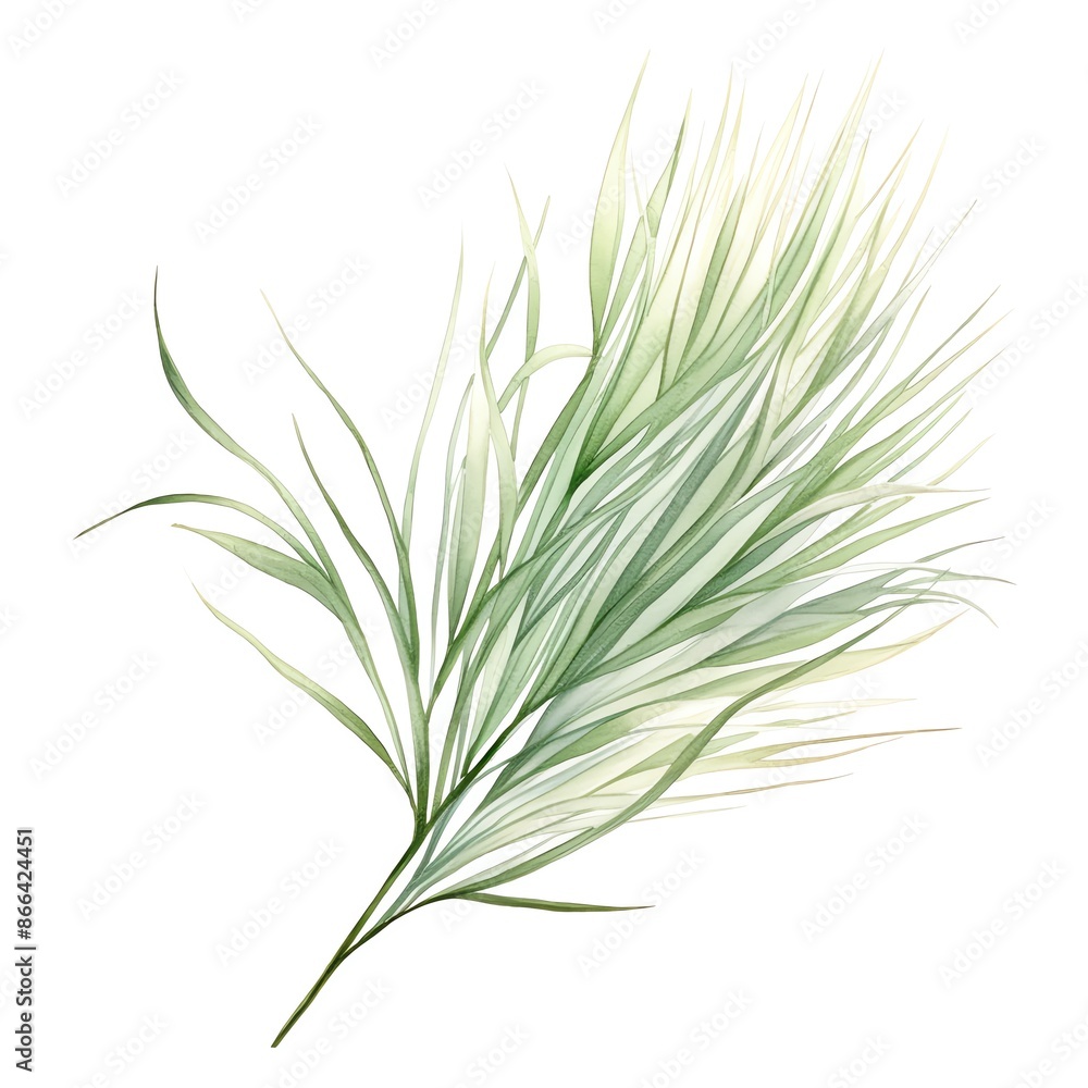 Fototapeta premium A watercolor illustration of the delicate, wispy leaves of Mexican feather grass.