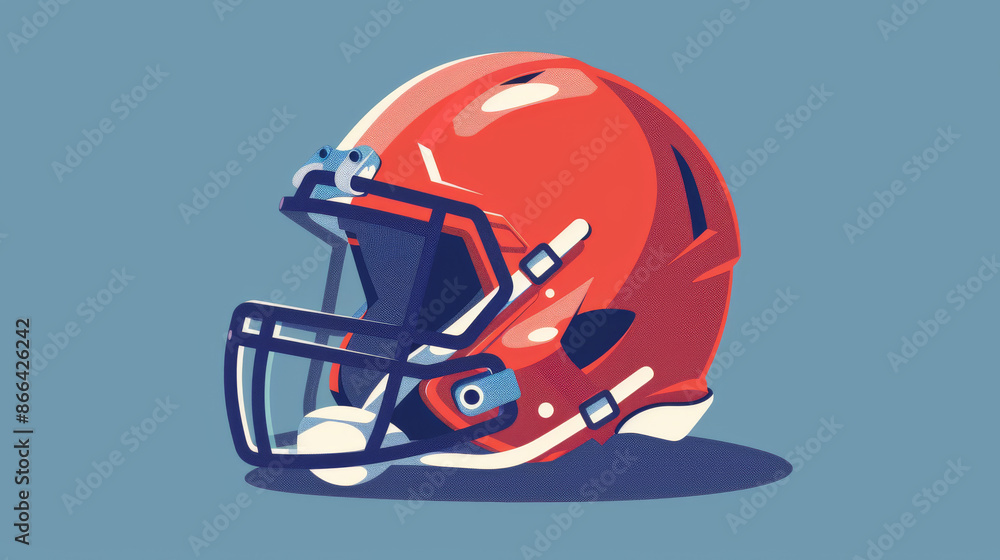 Fototapeta premium Football helmet icon as a cartoon object with flat vector design