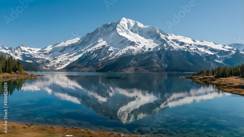 Wallpaper Mural A majestic mountain range with snowcapped peaks Torontodigital.ca
