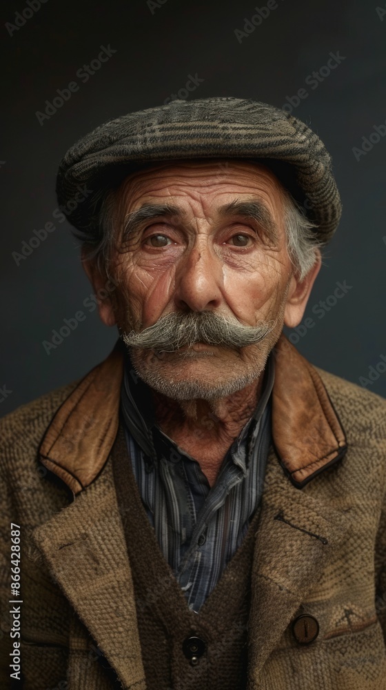 Elderly French man with a mustache Elderly French man with a mustache
