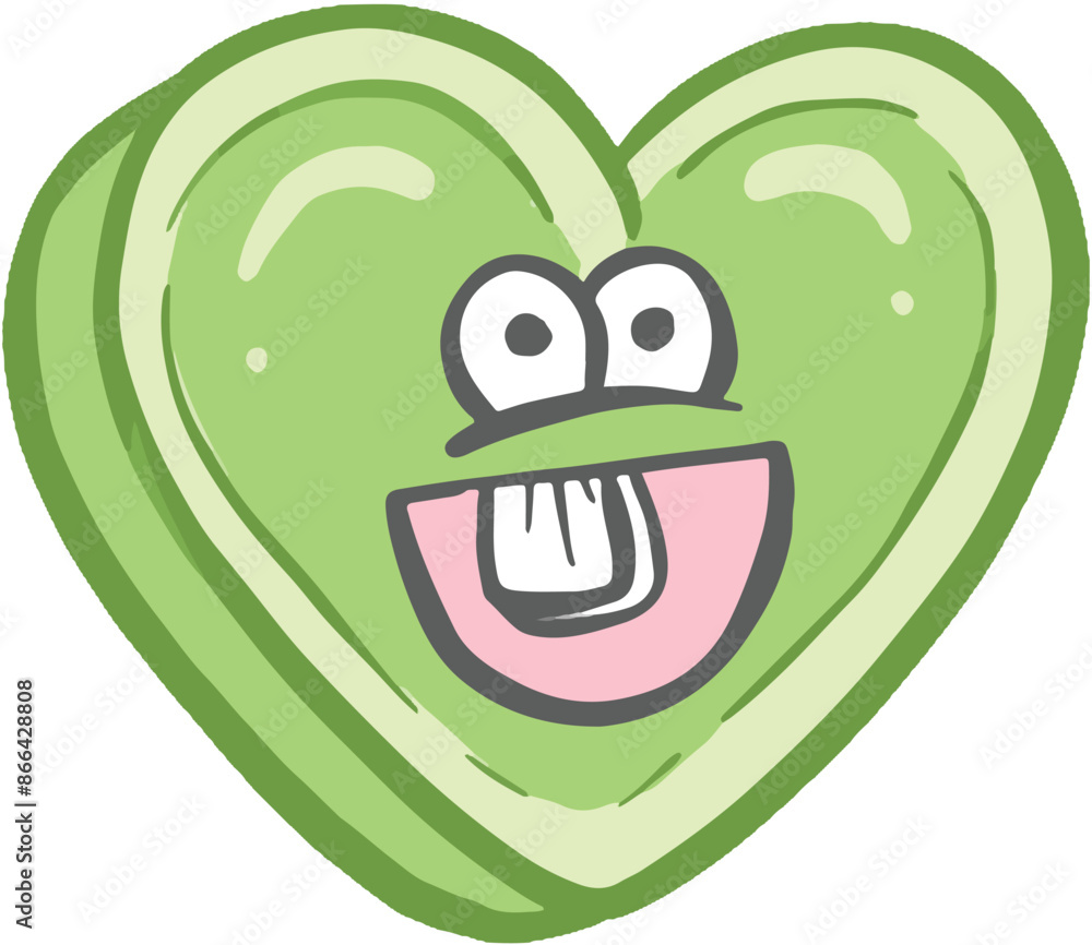 Cartoon Love Heart Sweet Kawaii Style Mascot Character with Funny Face Cartoon Love Heart Sweet Kawaii Style Mascot Character with Funny Face