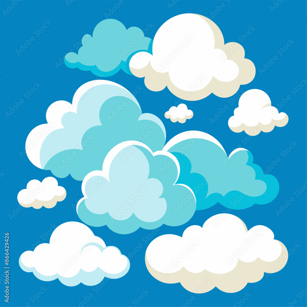 In the azure sky, numerous fluffy clouds float gracefully In the azure sky, numerous fluffy clouds float gracefully