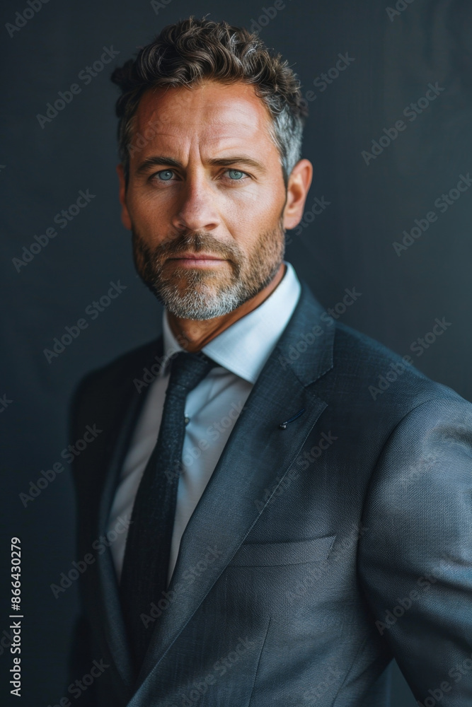 Confident businessman exudes strong leadership with an aura of authority. Confident businessman exudes strong leadership with an aura of authority.