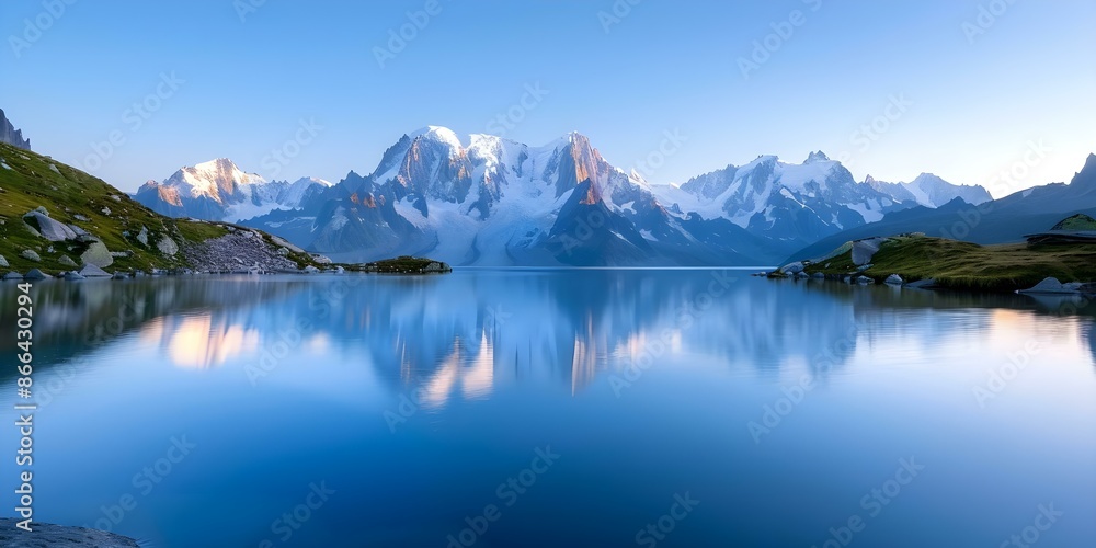 Sunset View of Mont Blanc Range and Aguilles Rouges at Lac Blanc. Concept Mountain Photography, Sunset Views, Lac Blanc, Mont Blanc Range, Aguilles Rouges