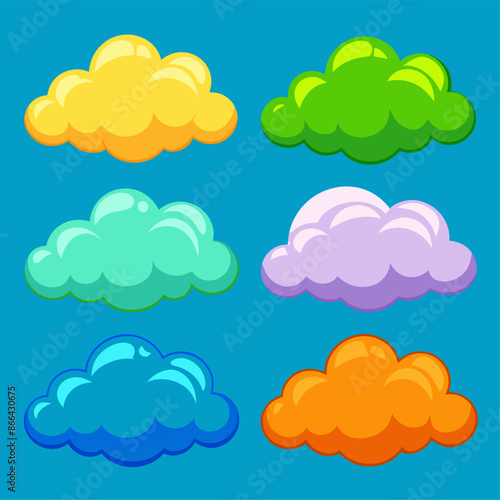 A collection of vibrant clouds against a backdrop of blue sky