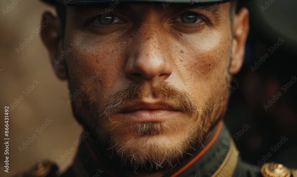 Fototapeta premium Man with a military uniform, looking honorable