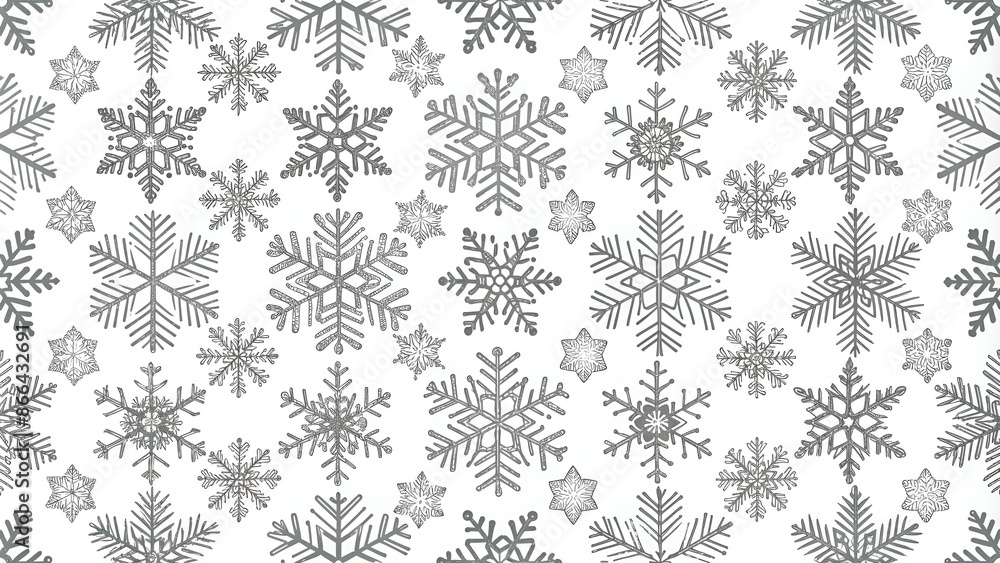 Christmas seamless pattern of snowflakes, gray on white Christmas seamless pattern of snowflakes, gray on white