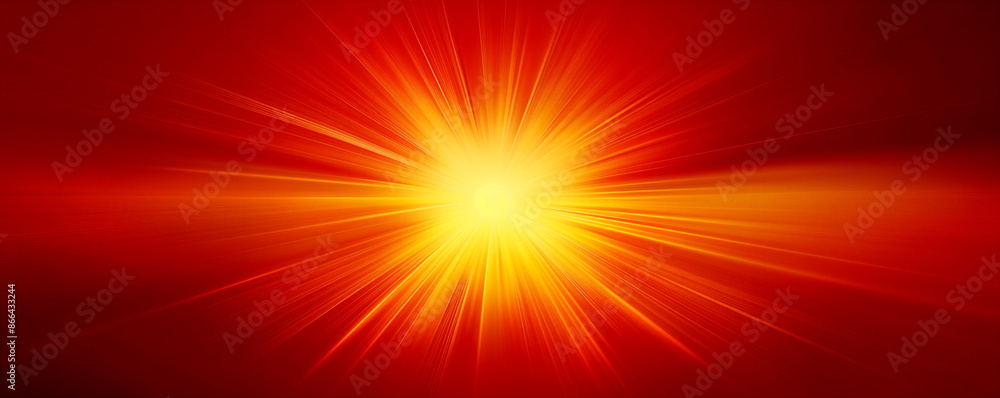 Red background, orange rays of light radiating from the center of an explosion. Red background, orange rays of light radiating from the center of an explosion.