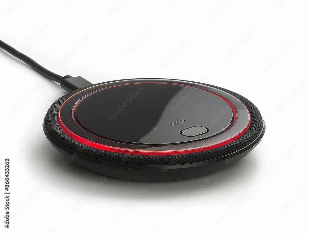 A wireless charging pad for smartphones and devices, isolated on a white background to showcase its convenience and modern technology. A wireless charging pad for smartphones and devices, isolated on a white background to showcase its convenience and modern technology.