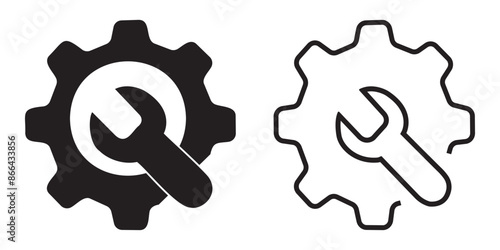 Wrench and gear icon. Vector illustration.