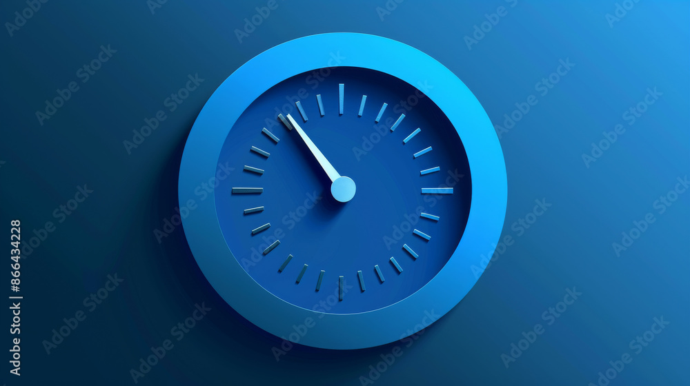 Blue speedometer logo with shadow. It is made of cut paper and has a flat design. Blue speedometer logo with shadow. It is made of cut paper and has a flat design.