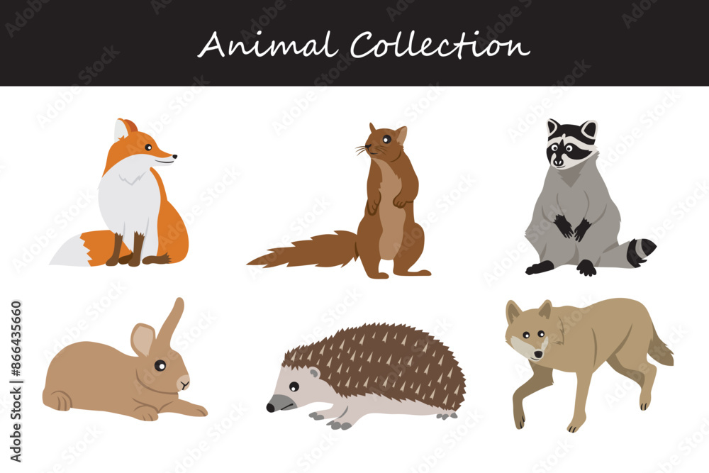 Animals collection. Flat style vector illustration. Animals collection. Flat style vector illustration.