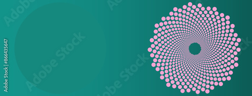 fibonacci pattern abstract green and pink background template with golden ratio elements. Geometric website header or banner design with spiral circle 