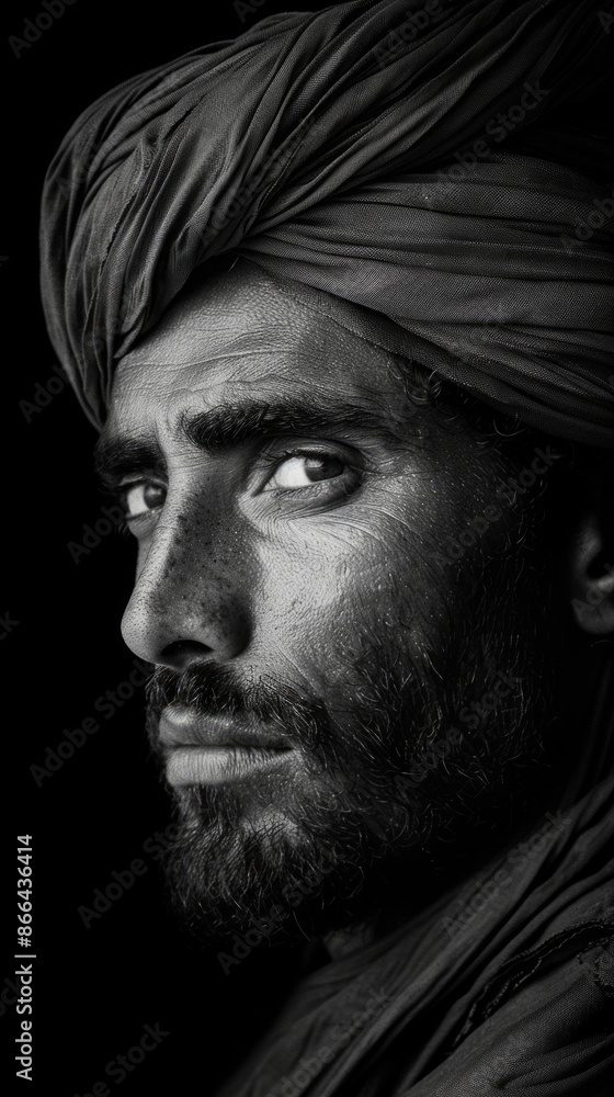 Fototapeta premium Saudi Arabian man with a turban, looking wise and composed