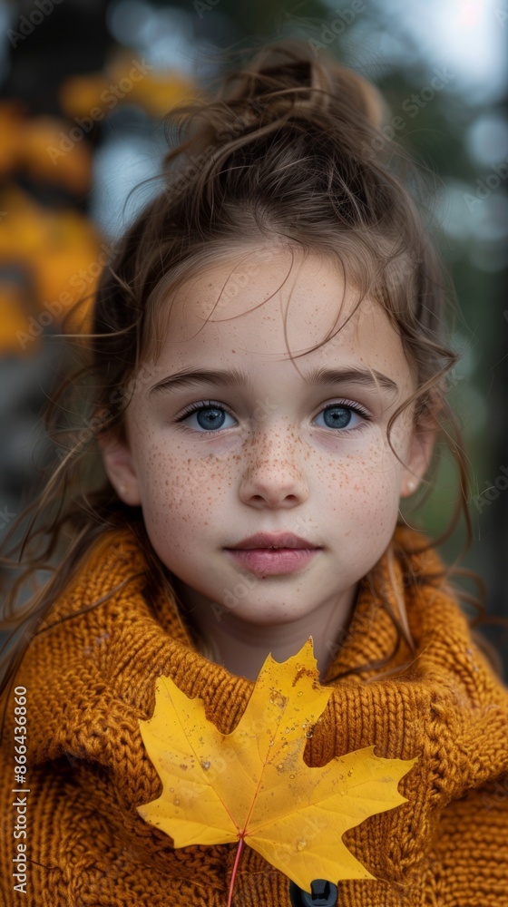 Close-up of a young Canadian girl with a maple leaf Close-up of a young Canadian girl with a maple leaf