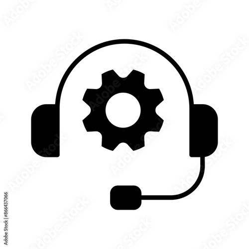 CRM line icon. Headset with bubble speech color editable