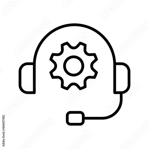 CRM line icon. Headset with bubble speech color editable