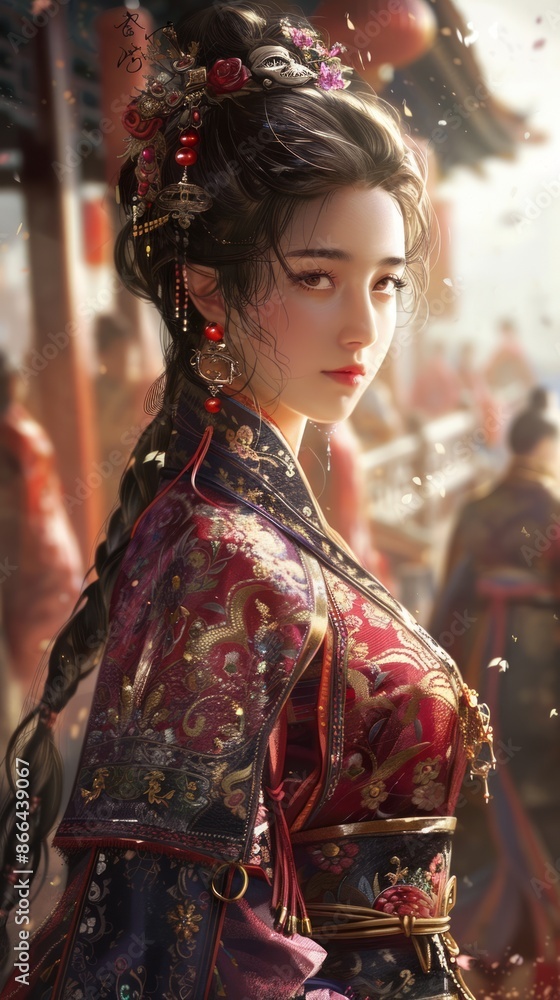 Chinese woman with a traditional dress, looking graceful Chinese woman with a traditional dress, looking graceful