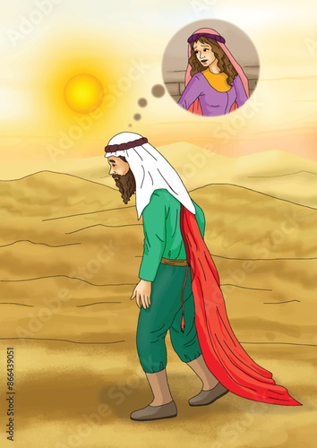 Leyla and Mecnun. Mecnun fell into the desert because of Leyla's love.