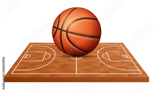 Basketball court with ball. Vector illustration.