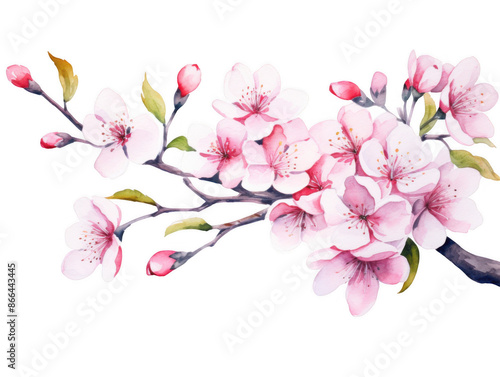 Watercolor Pink Cherry Blossoms