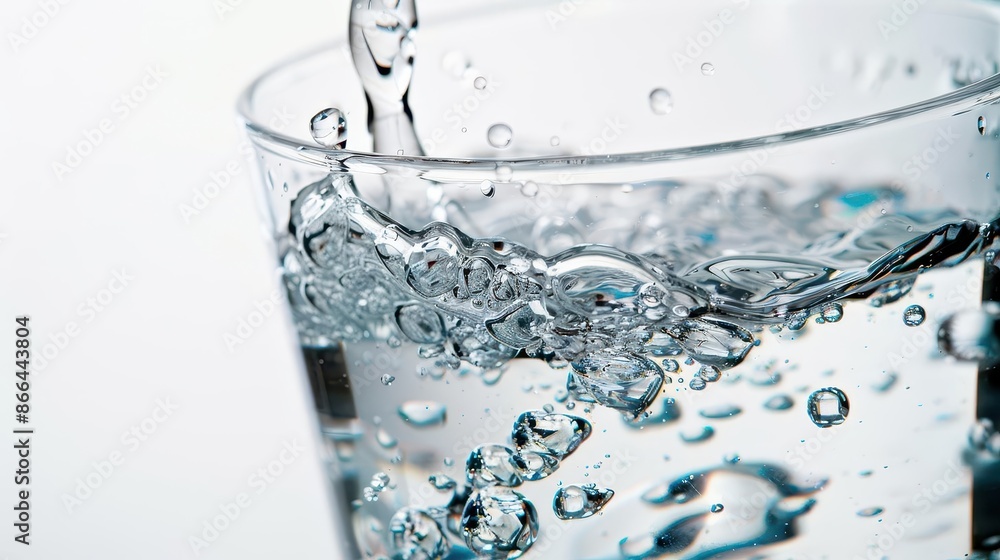 crystal clear glass of pure water with perfect droplets suspended midair against a stark white background crisp refreshing visual with high contrast and precise details crystal clear glass of pure water with perfect droplets suspended midair against a stark white background crisp refreshing visual with high contrast and precise details