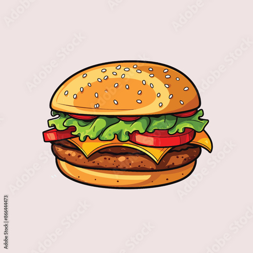 classic hamburger illustration simple flat color vector