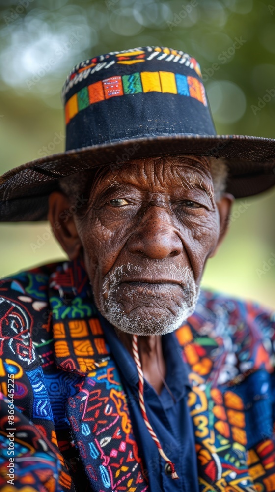 Fototapeta premium Elderly South African man with a traditional hat